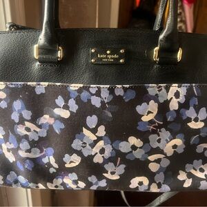 Kate Spade Black and Blue Floral Satchel